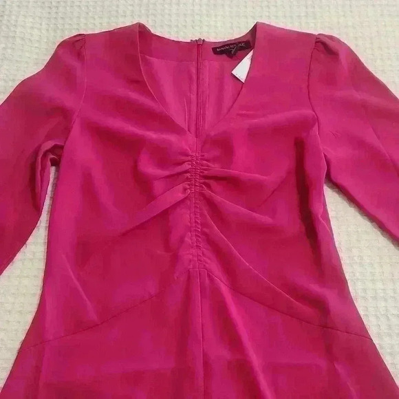 Banana Republic Magenta SHIRRED MIDI DRESS - Picture 7 of 8